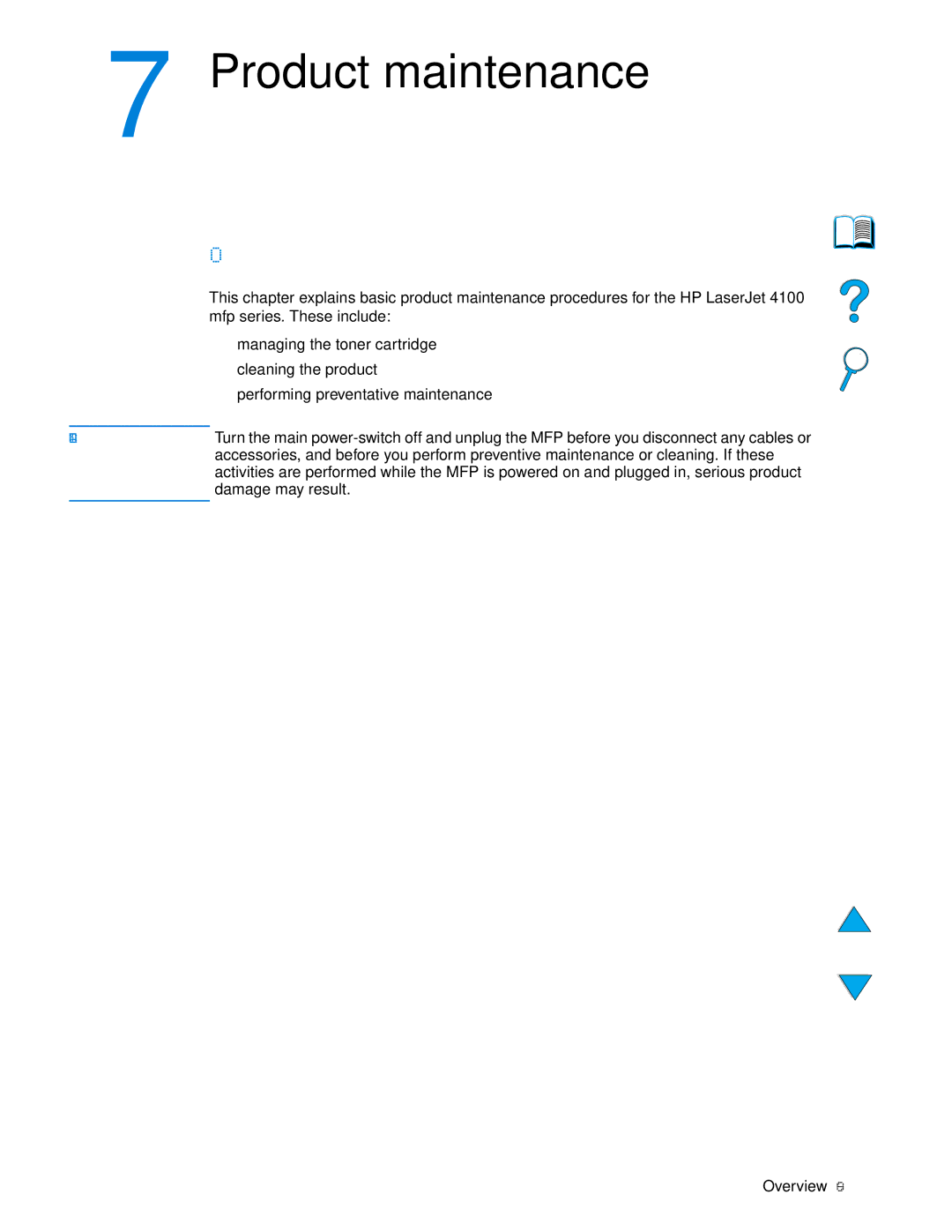 HP 4100 mfp manual Product maintenance, Overview 