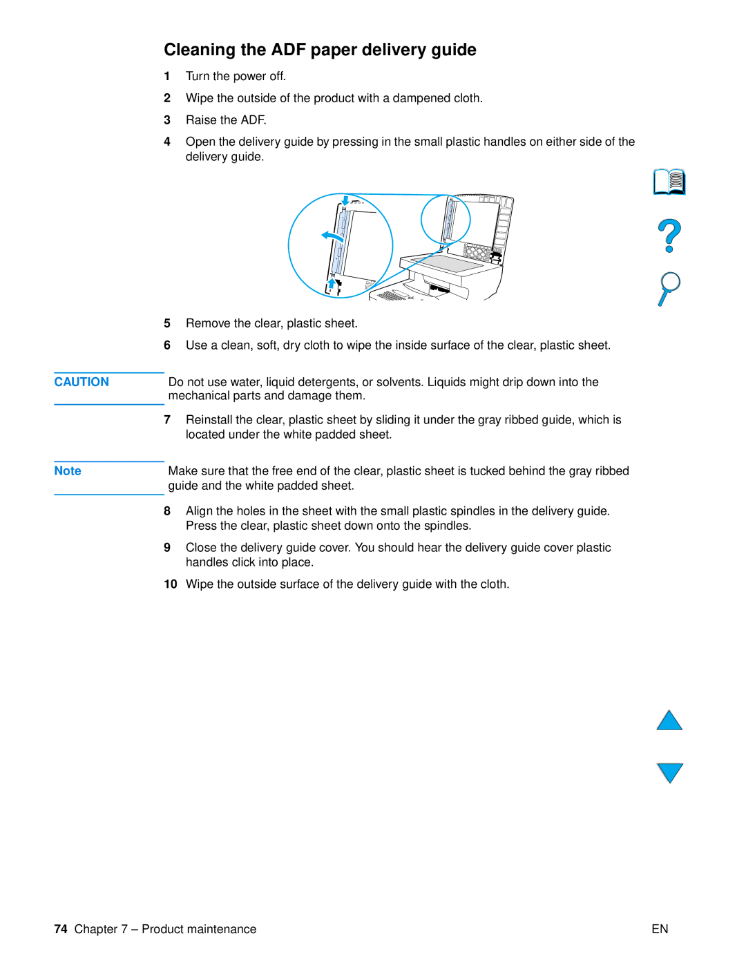 HP 4100 mfp manual Cleaning the ADF paper delivery guide 