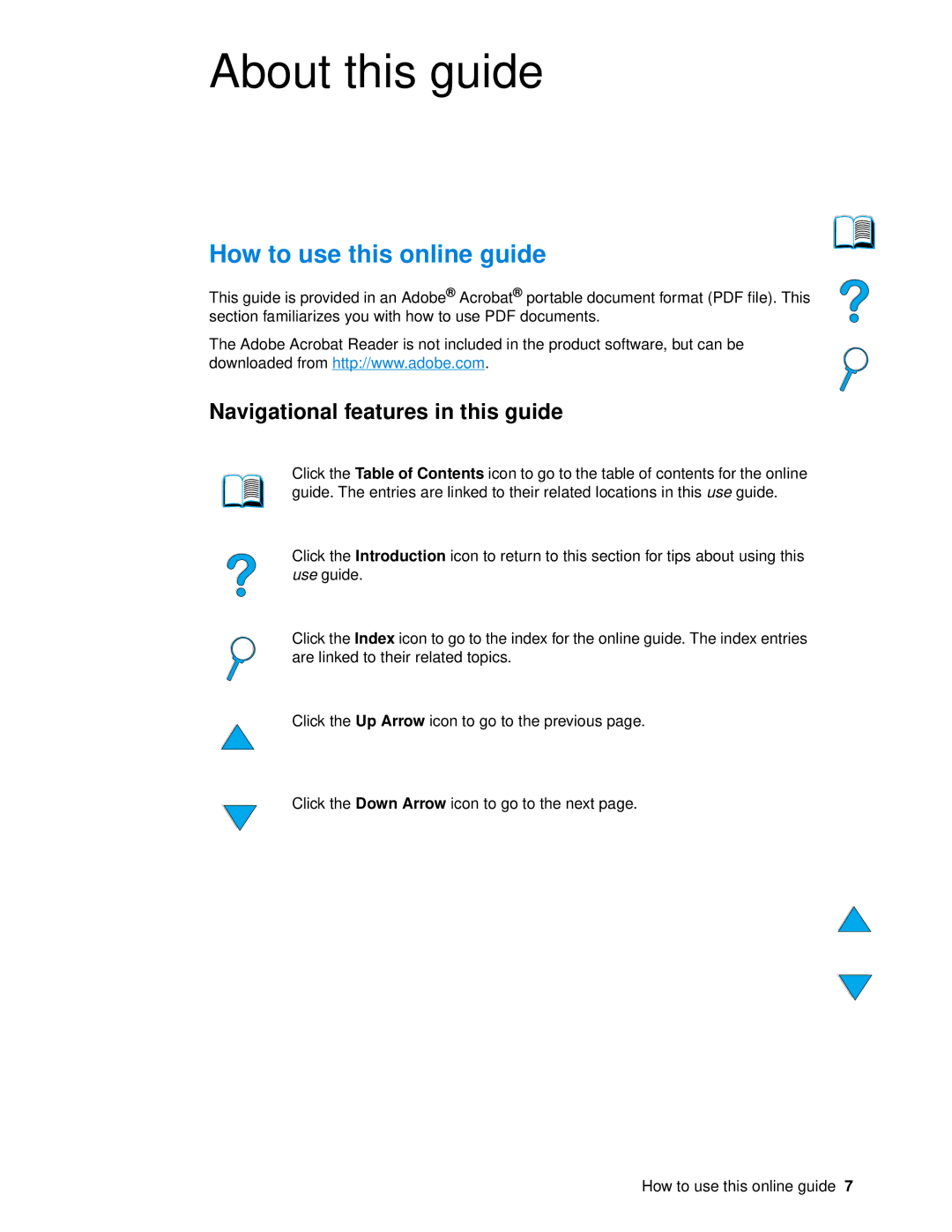 HP 4100 mfp manual About this guide, How to use this online guide, Navigational features in this guide 