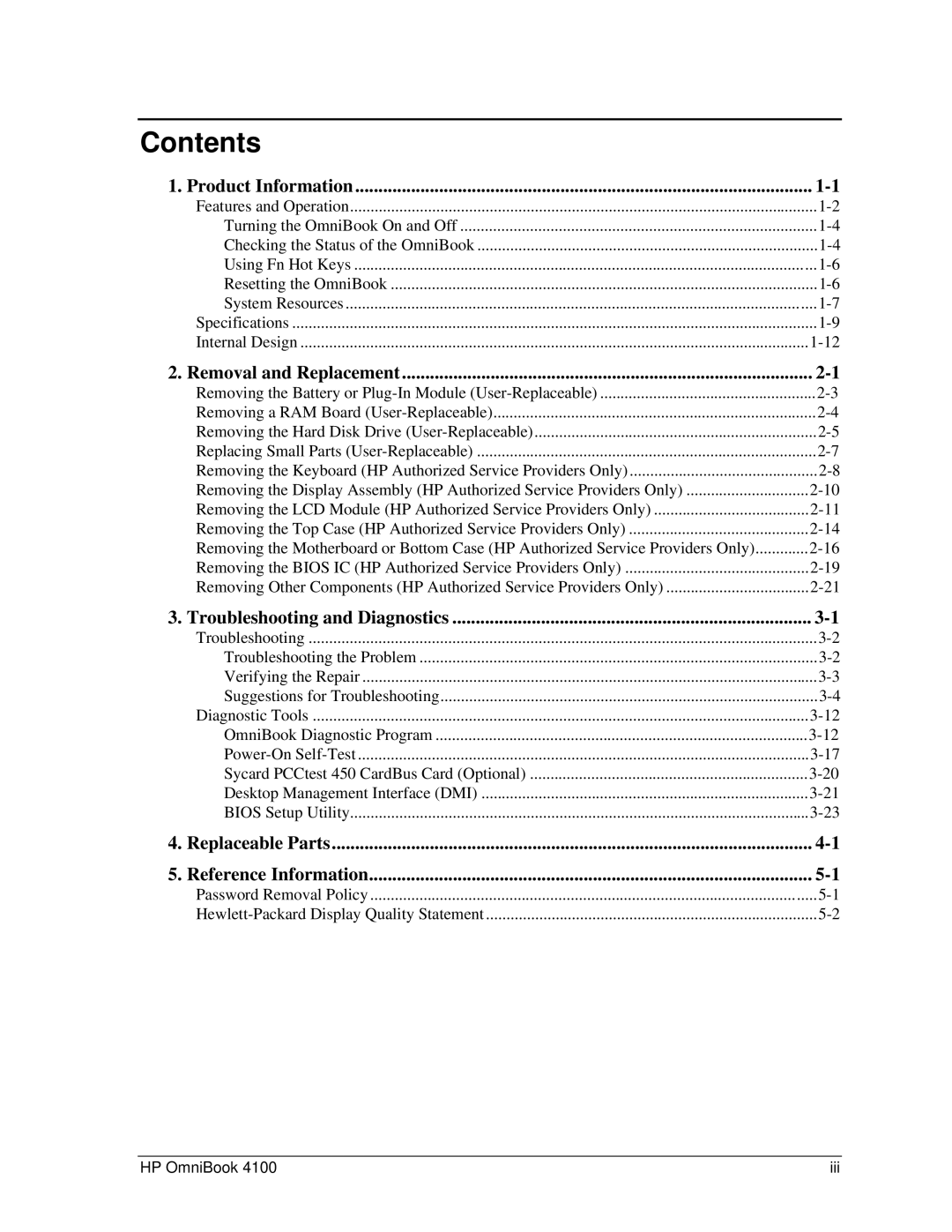 HP 4100 manual Contents 