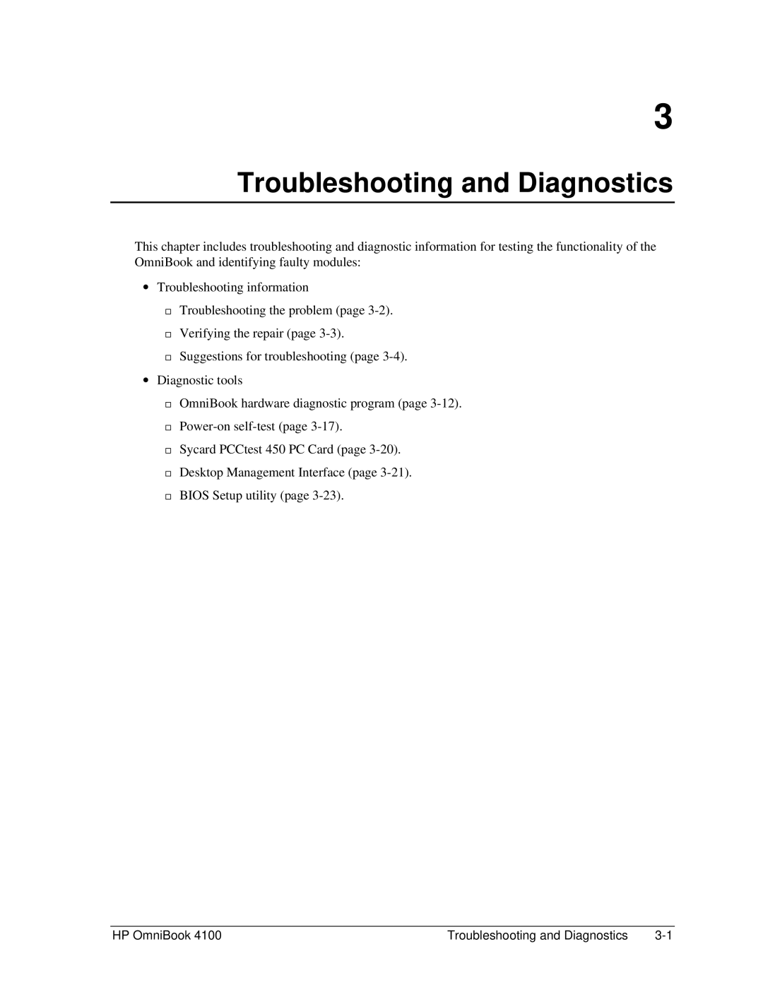 HP 4100 manual Troubleshooting and Diagnostics 