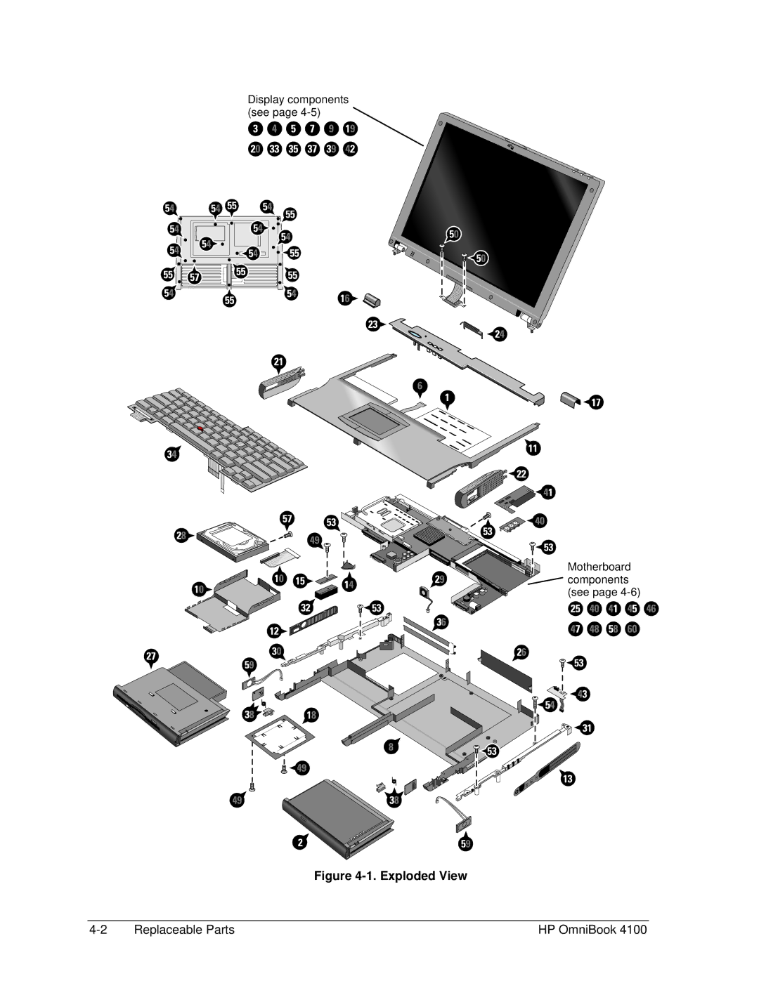 HP 4100 manual Exploded View 