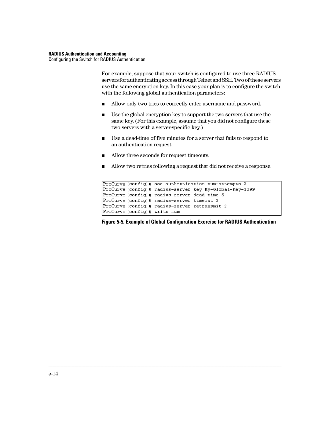 HP 4100gl, 2650 (J4899A/B), 2626 (J4900A/B), 2600-PWR, 6108 manual Radius Authentication and Accounting 