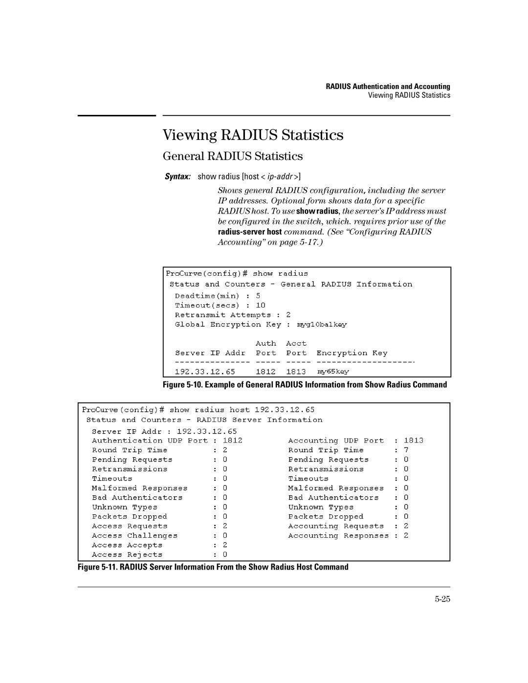 HP 4100gl, 2650 (J4899A/B), 2626 (J4900A/B), 2600-PWR, 6108 manual Viewing Radius Statistics, General Radius Statistics 