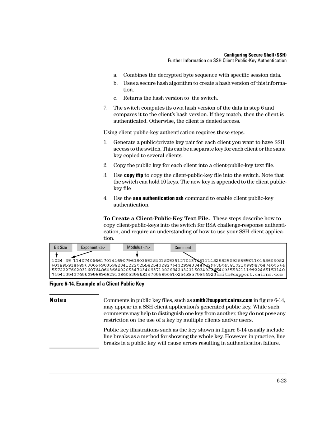 HP 4100gl, 2650 (J4899A/B), 2626 (J4900A/B), 2600-PWR, 6108 manual Example of a Client Public Key 