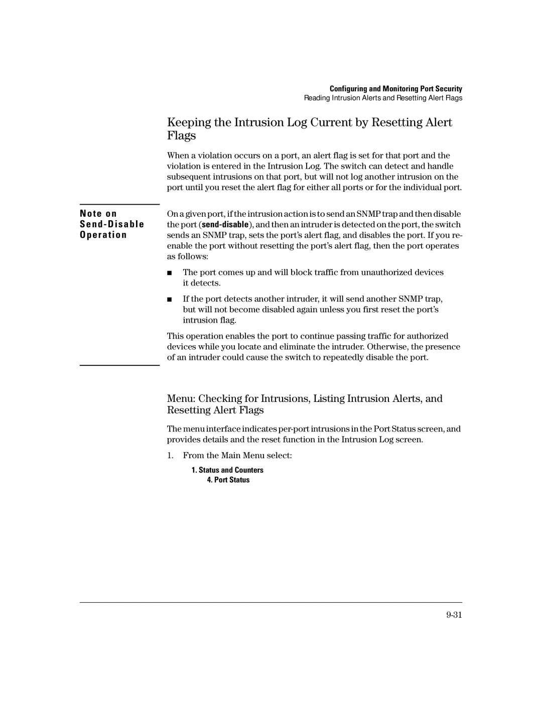 HP 2600-PWR, 4100gl, 2650 (J4899A/B), 2626 (J4900A/B), 6108 Resetting Alert Flags, As follows, It detects, Intrusion flag 