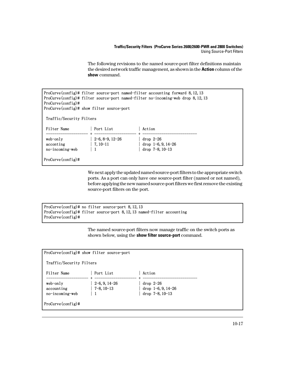 HP 2600-PWR, 4100gl, 2650 (J4899A/B), 2626 (J4900A/B), 6108 manual 10-17 