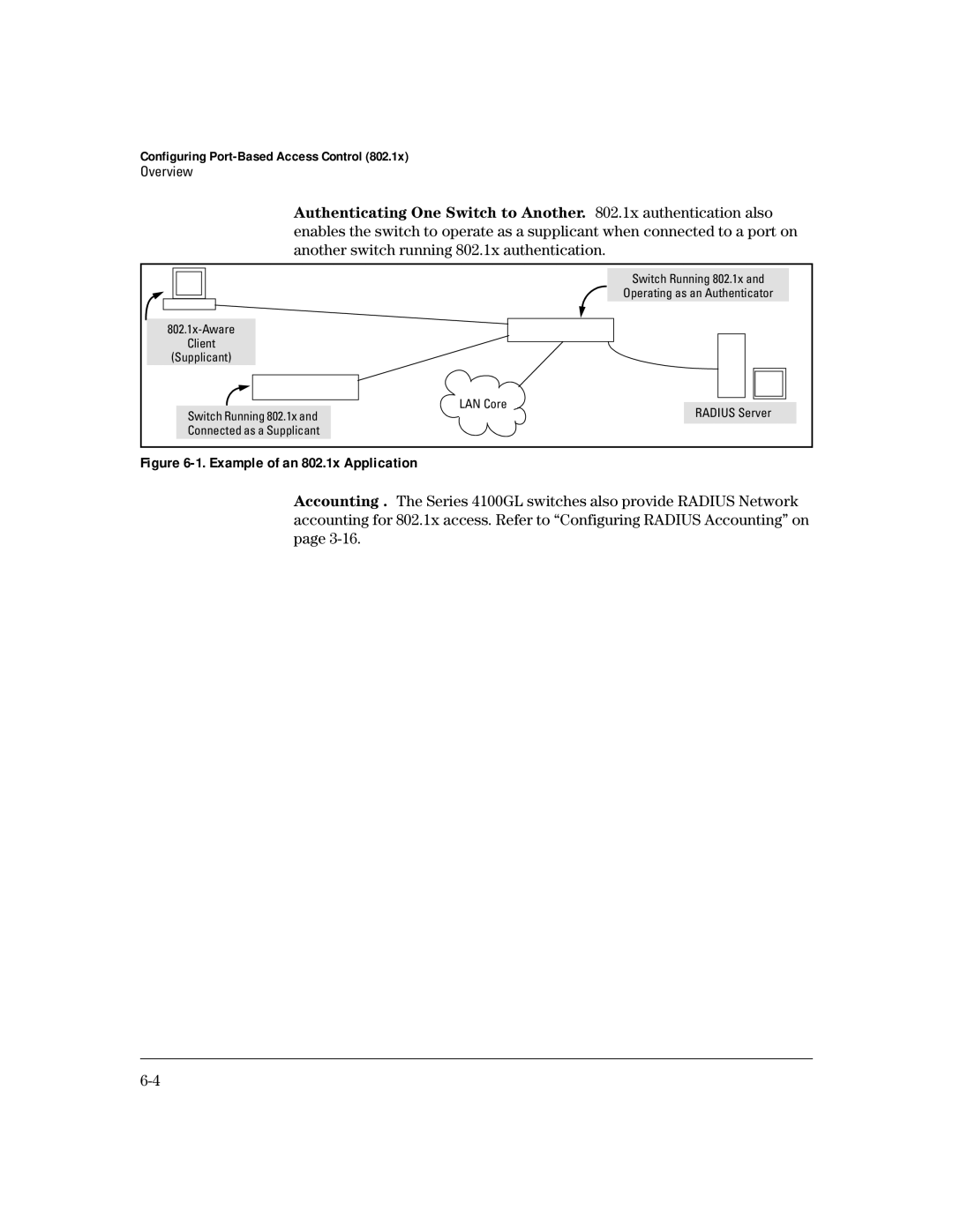 HP 4100gl manual Authenticating One Switch to Another .1x authentication also 