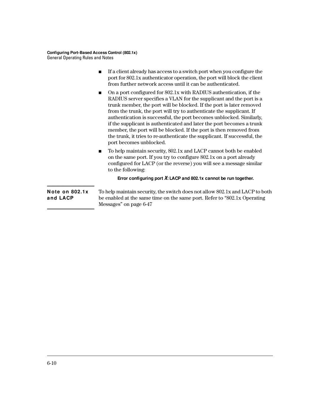 HP 4100gl manual Configuring Port-Based Access Control 