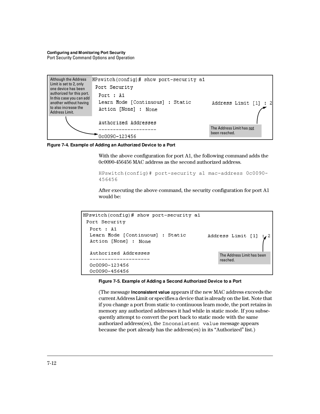 HP 4100gl manual Example of Adding an Authorized Device to a Port 