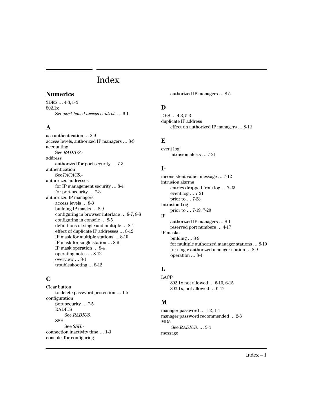 HP 4100gl manual Index 