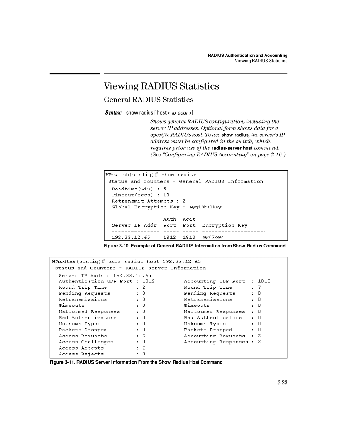 HP 4100gl manual Viewing Radius Statistics, General Radius Statistics 