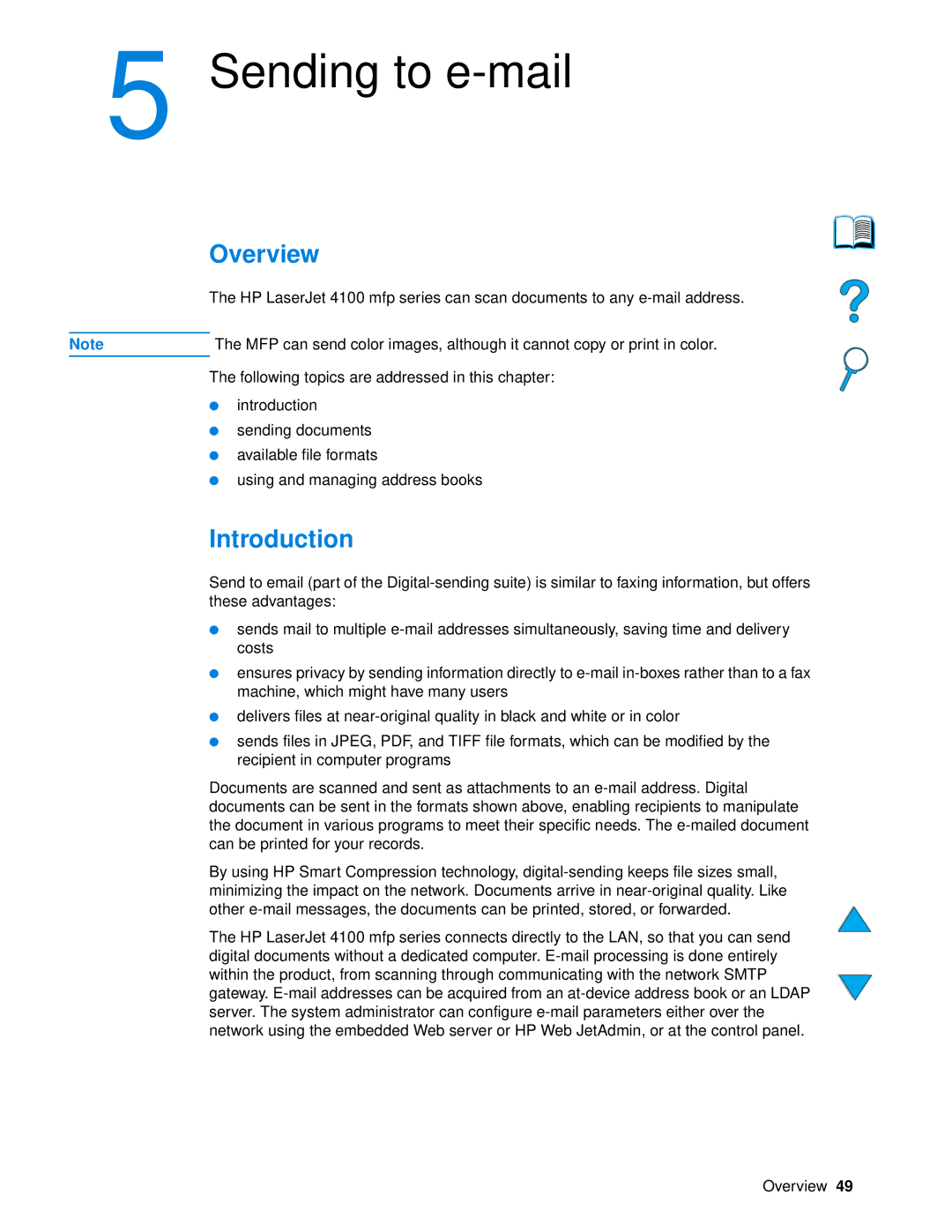 HP 4100mfp manual Sending to e-mail, Introduction 