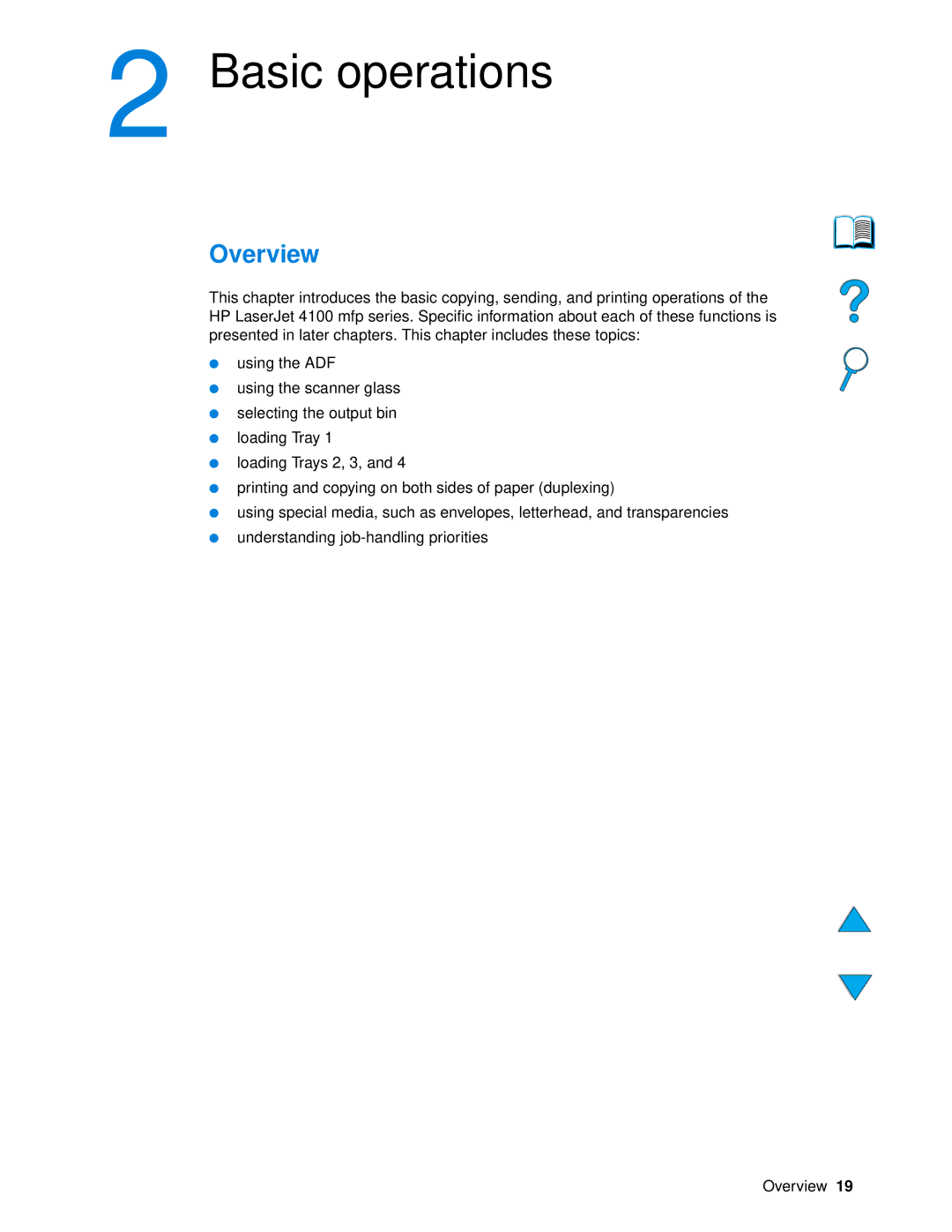 HP 4100mfp manual Basic operations, Overview 