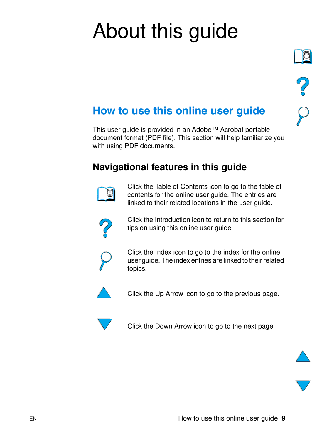 HP 4100N, 4100TN manual How to use this online user guide, Navigational features in this guide 