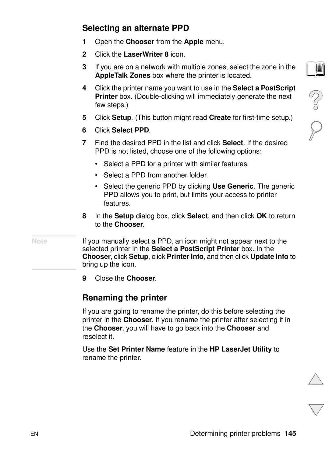 HP 4100N, 4100TN manual Selecting an alternate PPD, Renaming the printer, Click Select PPD 