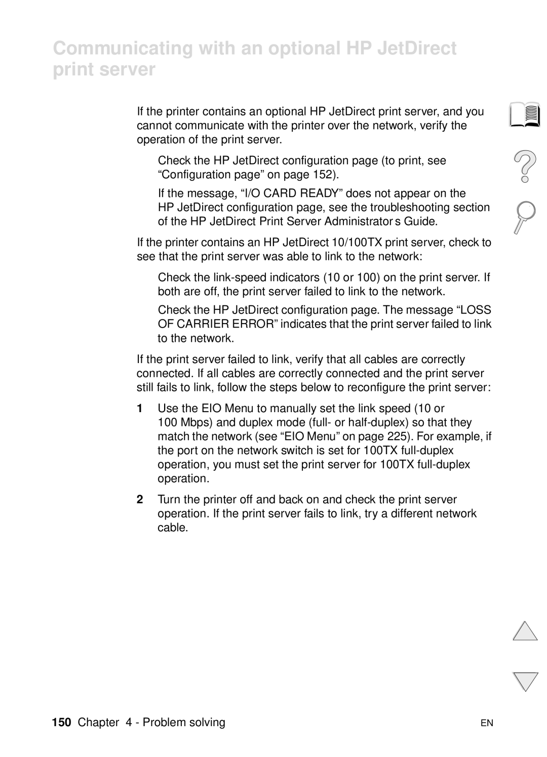 HP 4100TN, 4100N manual Communicating with an optional HP JetDirect print server 