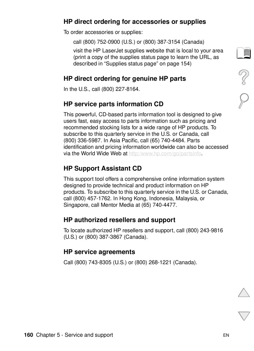 HP 4100TN HP direct ordering for accessories or supplies, HP direct ordering for genuine HP parts, HP Support Assistant CD 