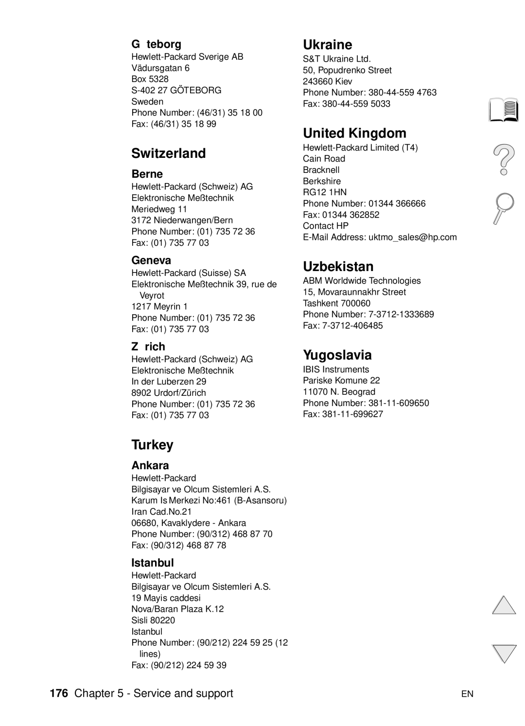 HP 4100TN, 4100N manual Switzerland, Ukraine, United Kingdom, Turkey, Uzbekistan, Yugoslavia 