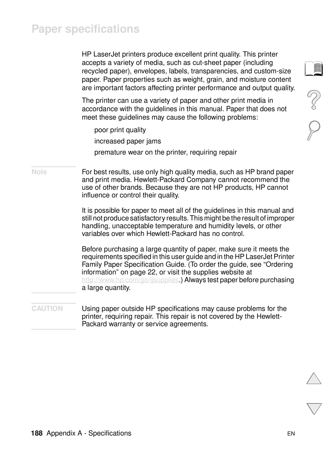 HP 4100TN, 4100N manual Paper specifications 