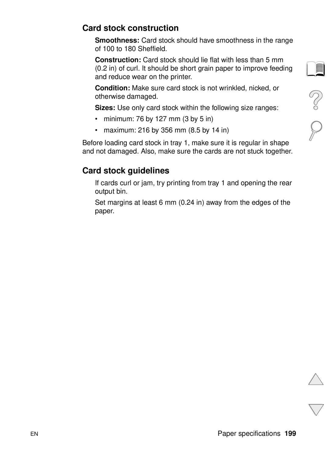 HP 4100N, 4100TN manual Card stock construction, Card stock guidelines 