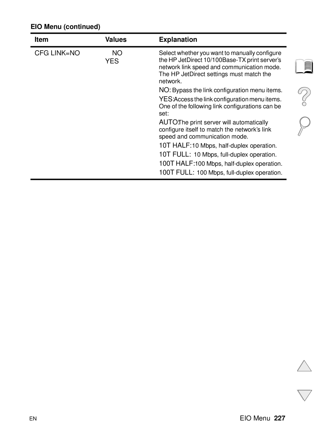 HP 4100N, 4100TN manual Cfg Link=No 