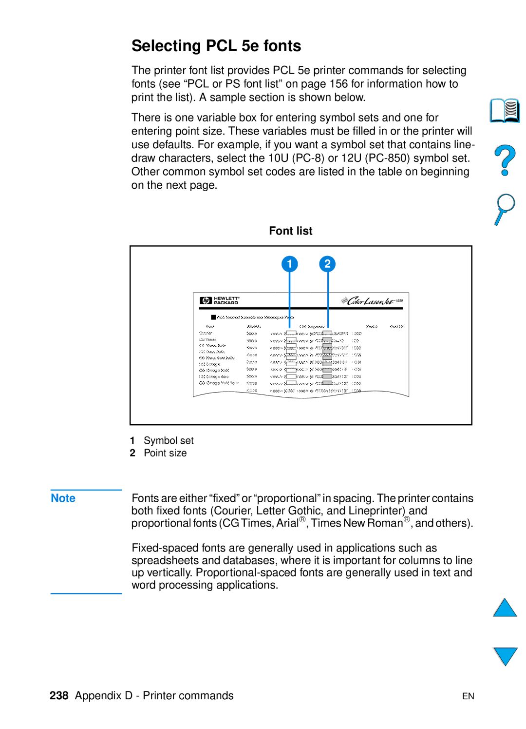 HP 4100TN, 4100N manual Selecting PCL 5e fonts, Font list 