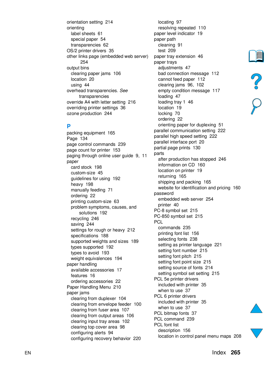 HP 4100N, 4100TN manual Index 