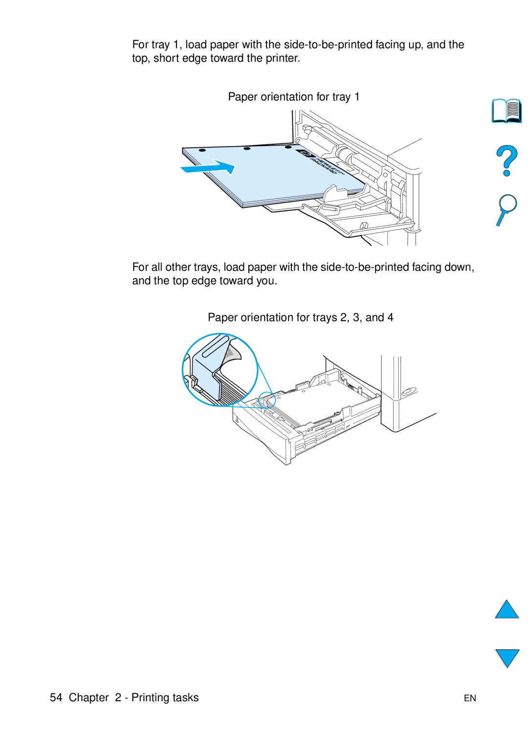 HP 4100TN, 4100N manual Paper orientation for trays 2, 3 