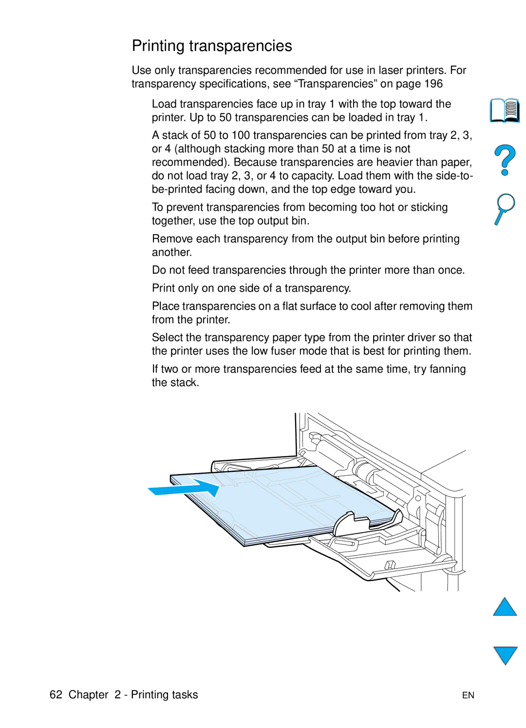 HP 4100TN, 4100N manual Printing transparencies 