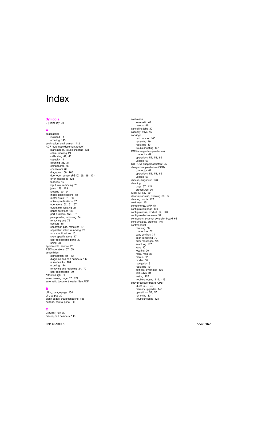 HP 4101mfp manual Index 