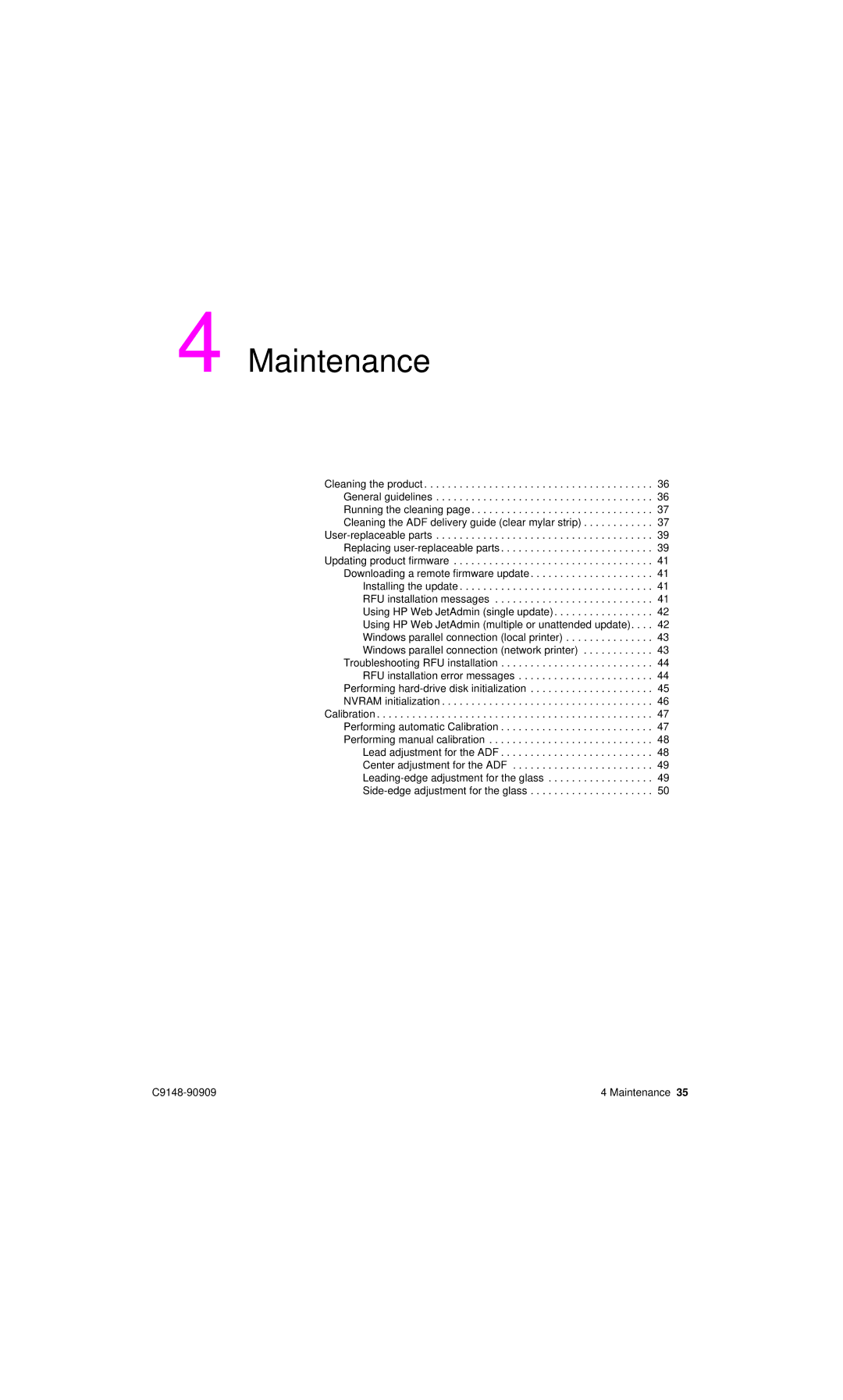 HP 4101mfp manual Maintenance 