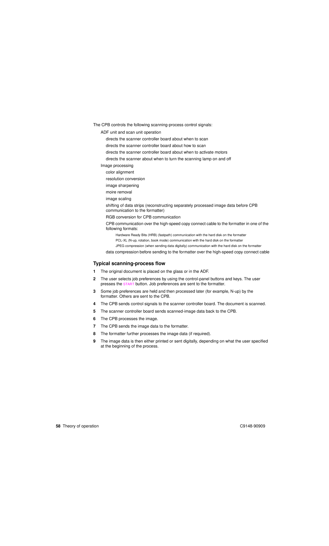 HP 4101mfp manual Typical scanning-process flow 