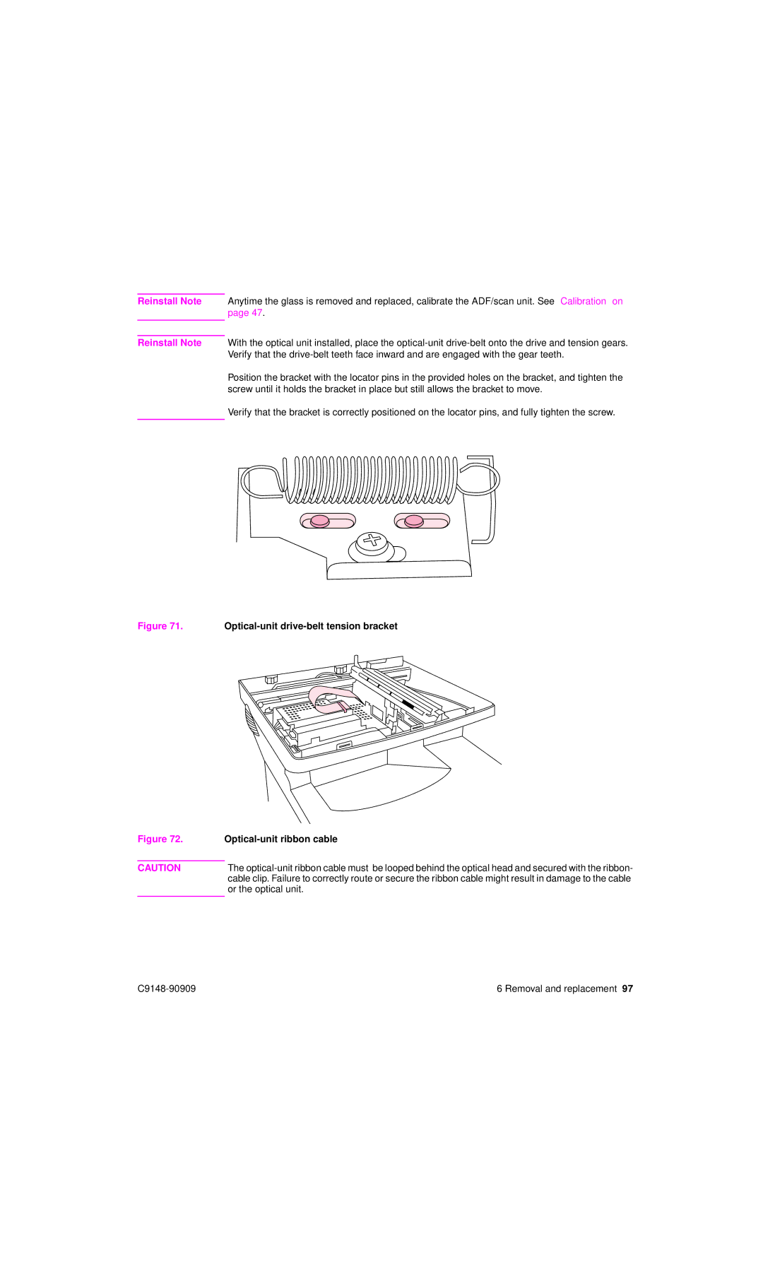 HP 4101mfp manual Optical-unit drive-belt tension bracket 