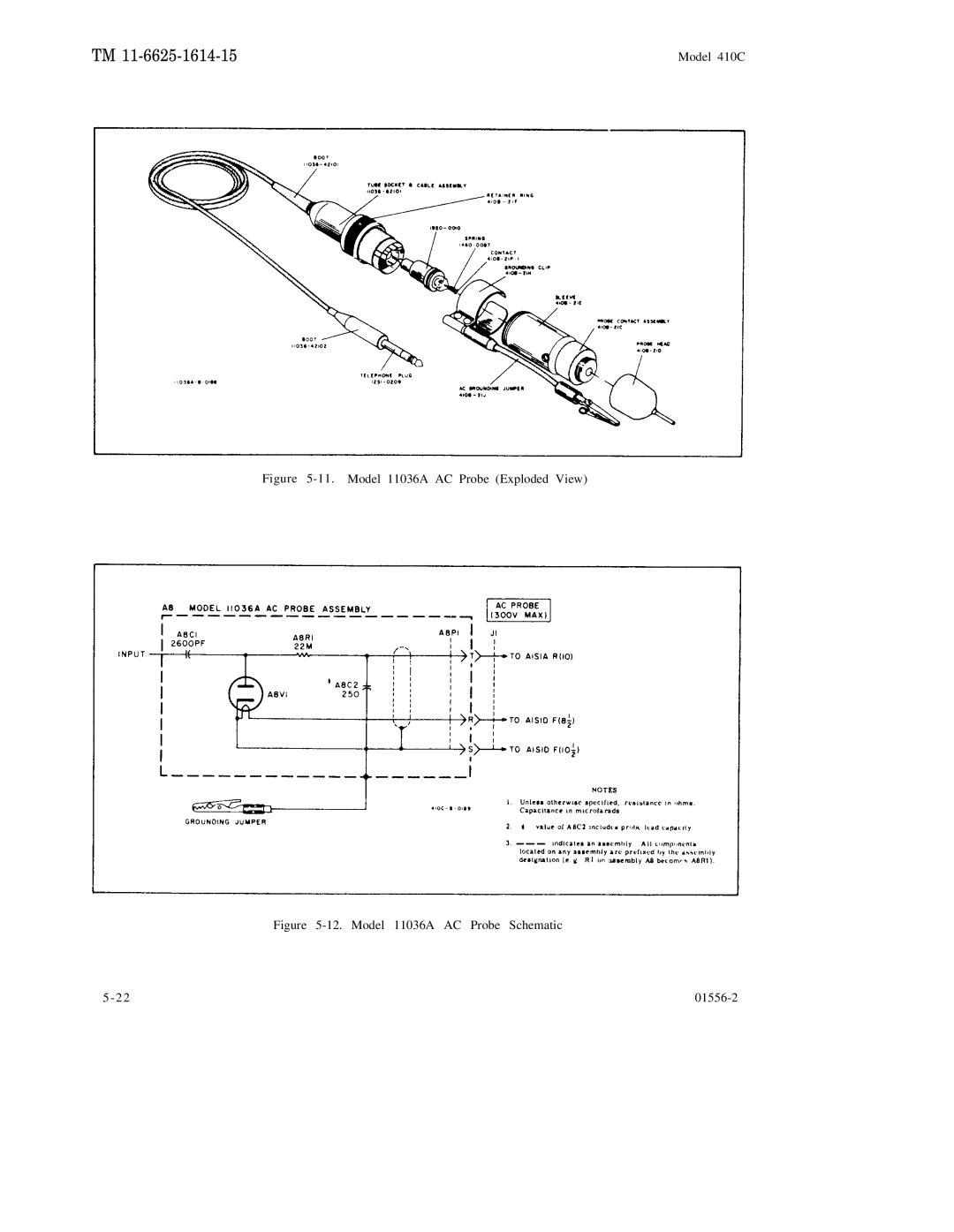 HP 410C manual Model 11036A AC Probe Exploded View 