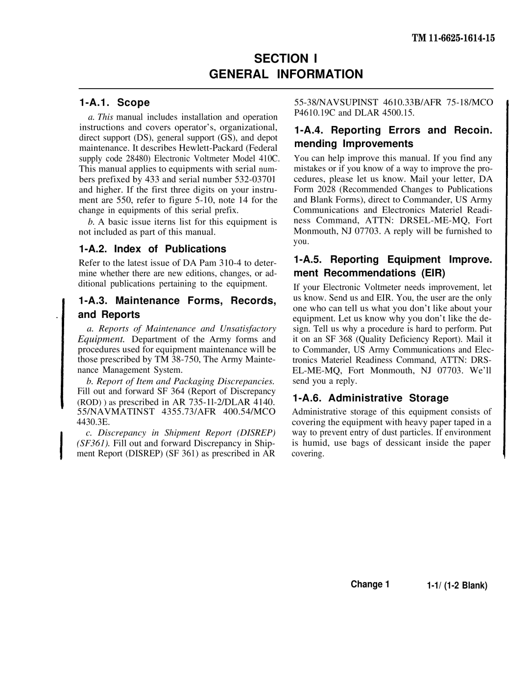 HP 410C manual Section General Information 