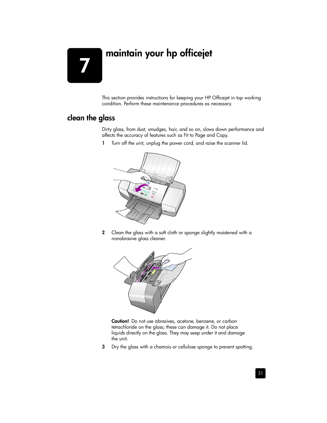 HP 4110v, 4110xi manual Maintain your hp officejet, Clean the glass 