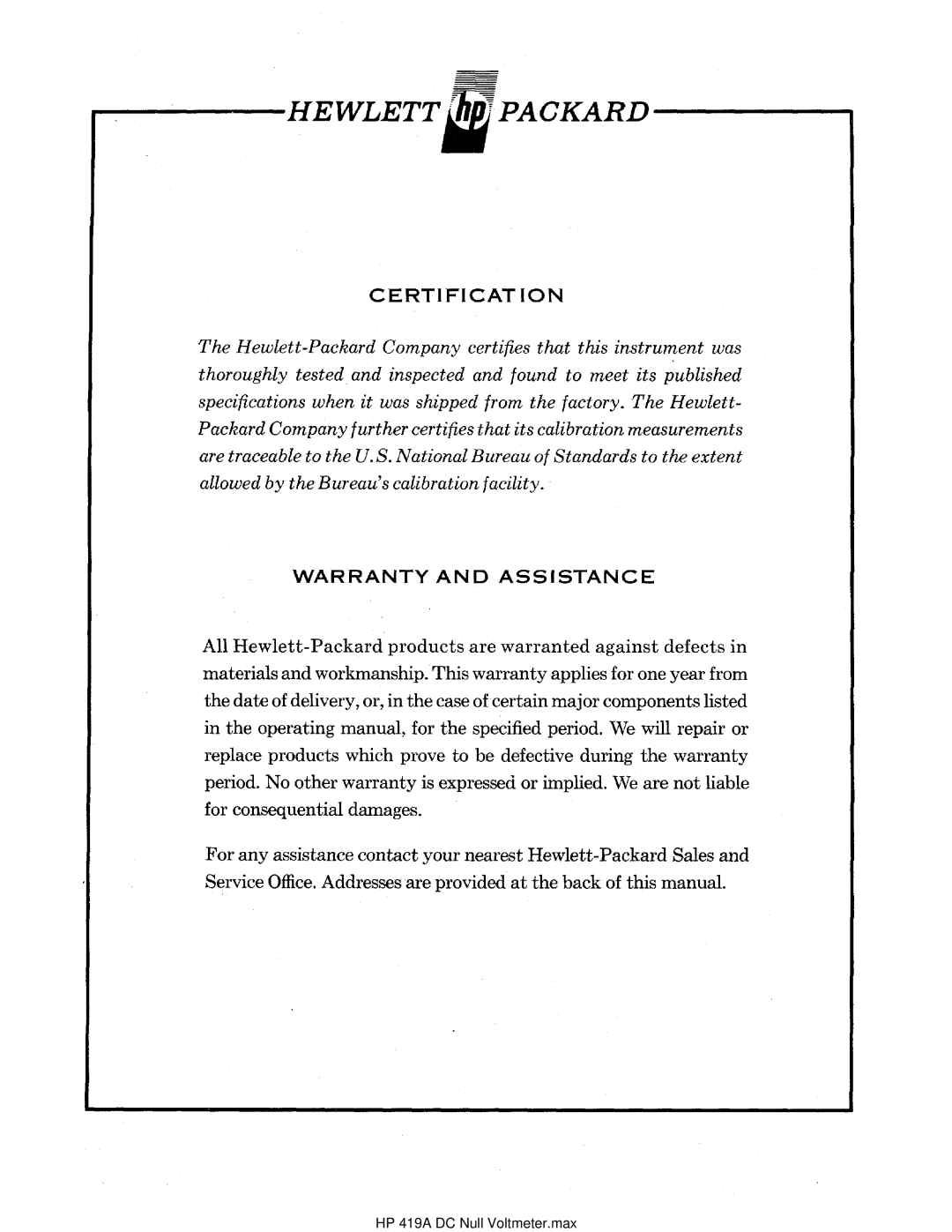 HP manual HP 419A DC Null Voltmeter.max 