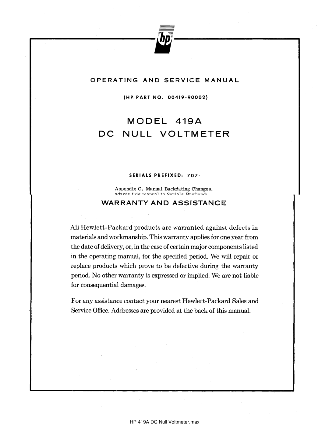 HP manual HP 419A DC Null Voltmeter.max 