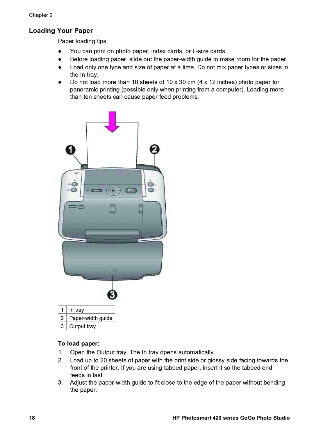 HP 420 manual Loading Your Paper, To load paper 