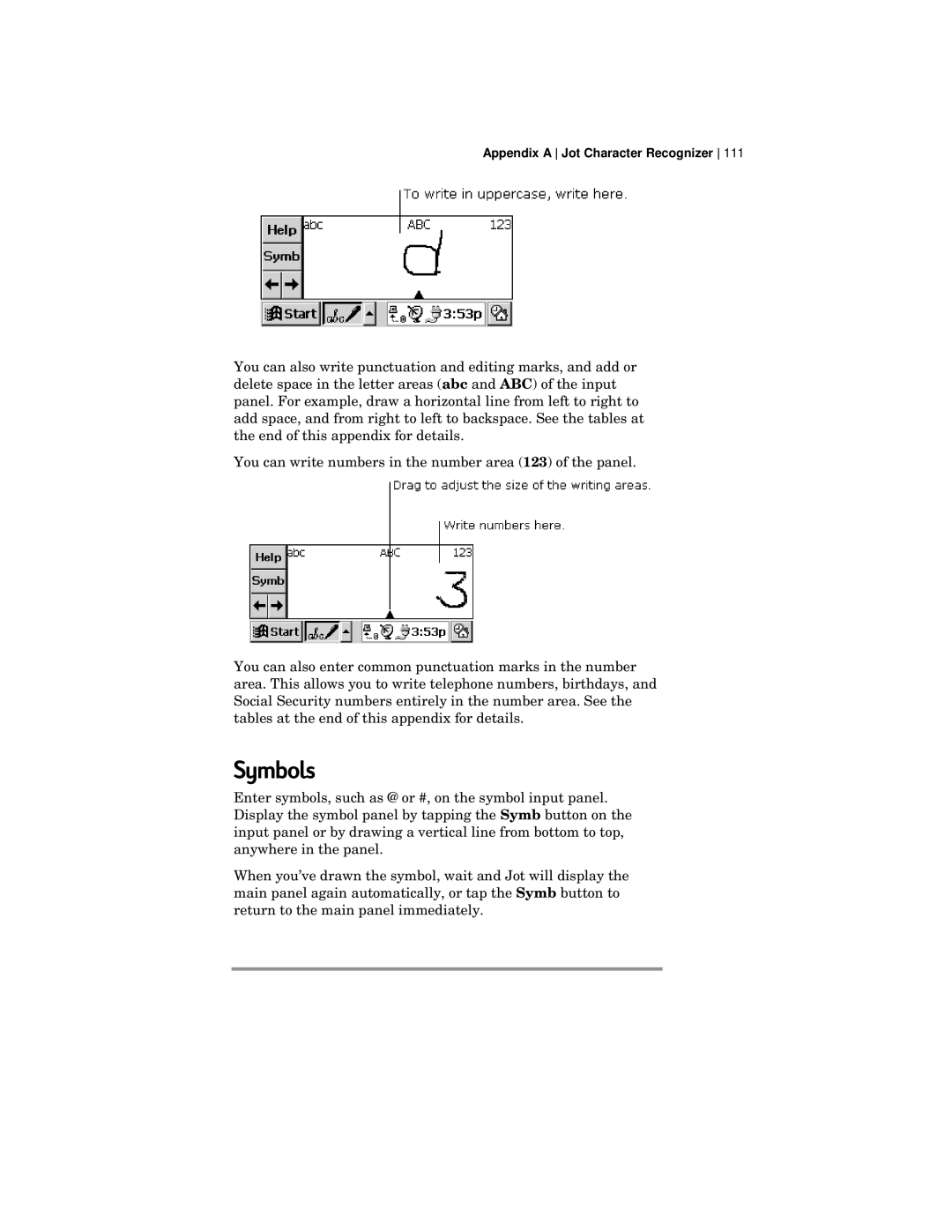 HP 420 manual Symbols 