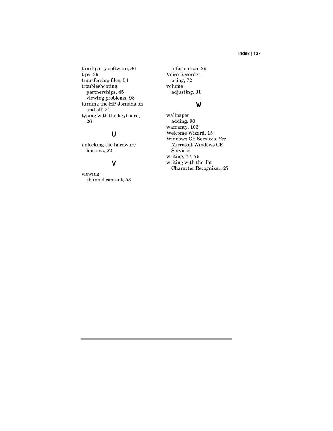 HP 420 manual Index 