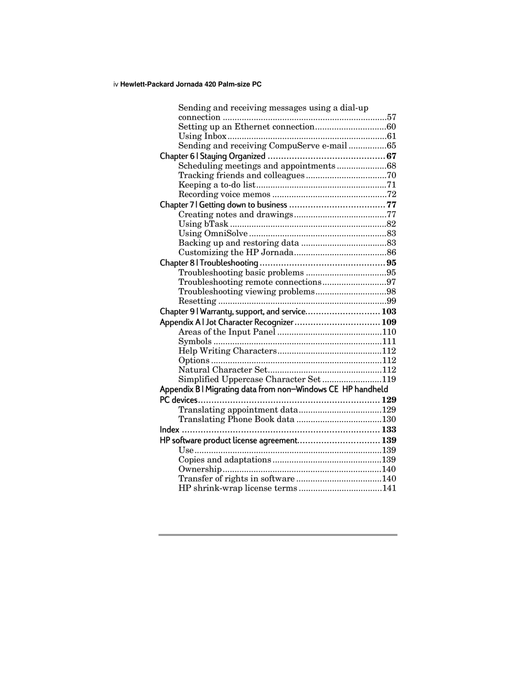 HP 420 manual Sending, Chapte Troubleshooting 