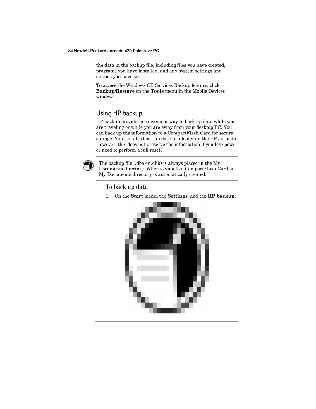 HP 420 manual Using HP backup, To back up data 