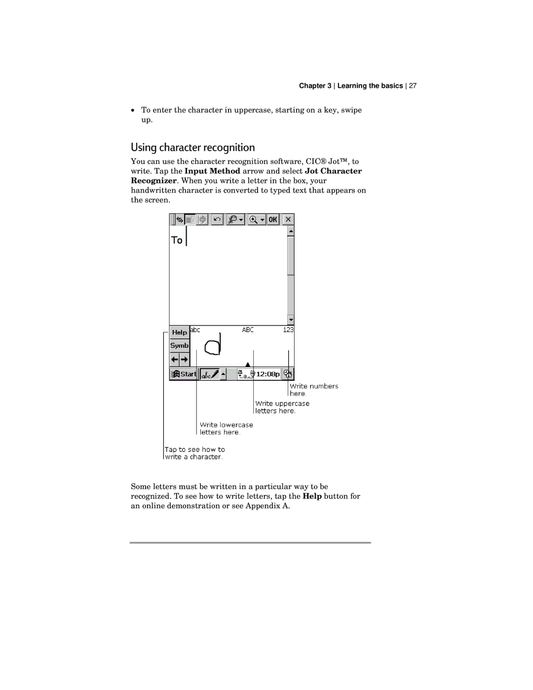 HP 420 manual Using character recognition 