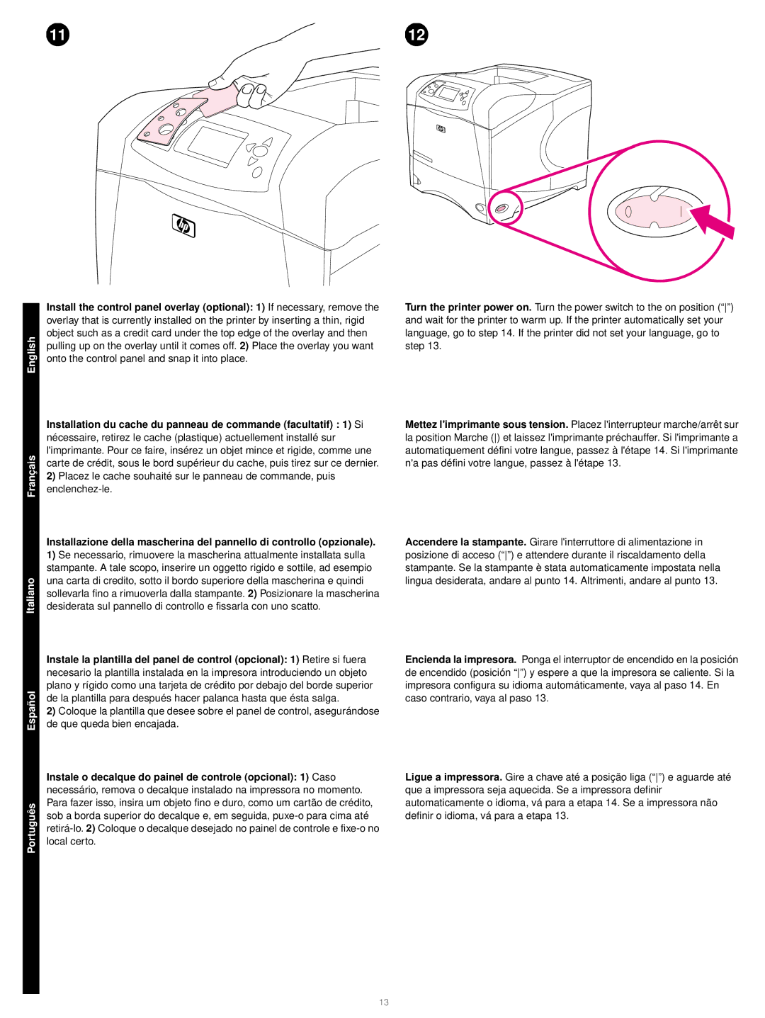 HP 4200 manual English Franç ais Italiano Españ ol Portuguê s 