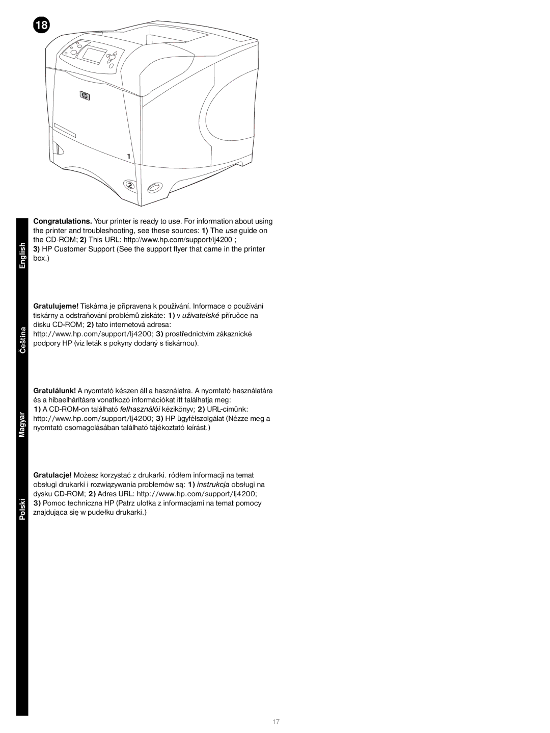 HP 4200L manual English Čeština Magyar Polski 