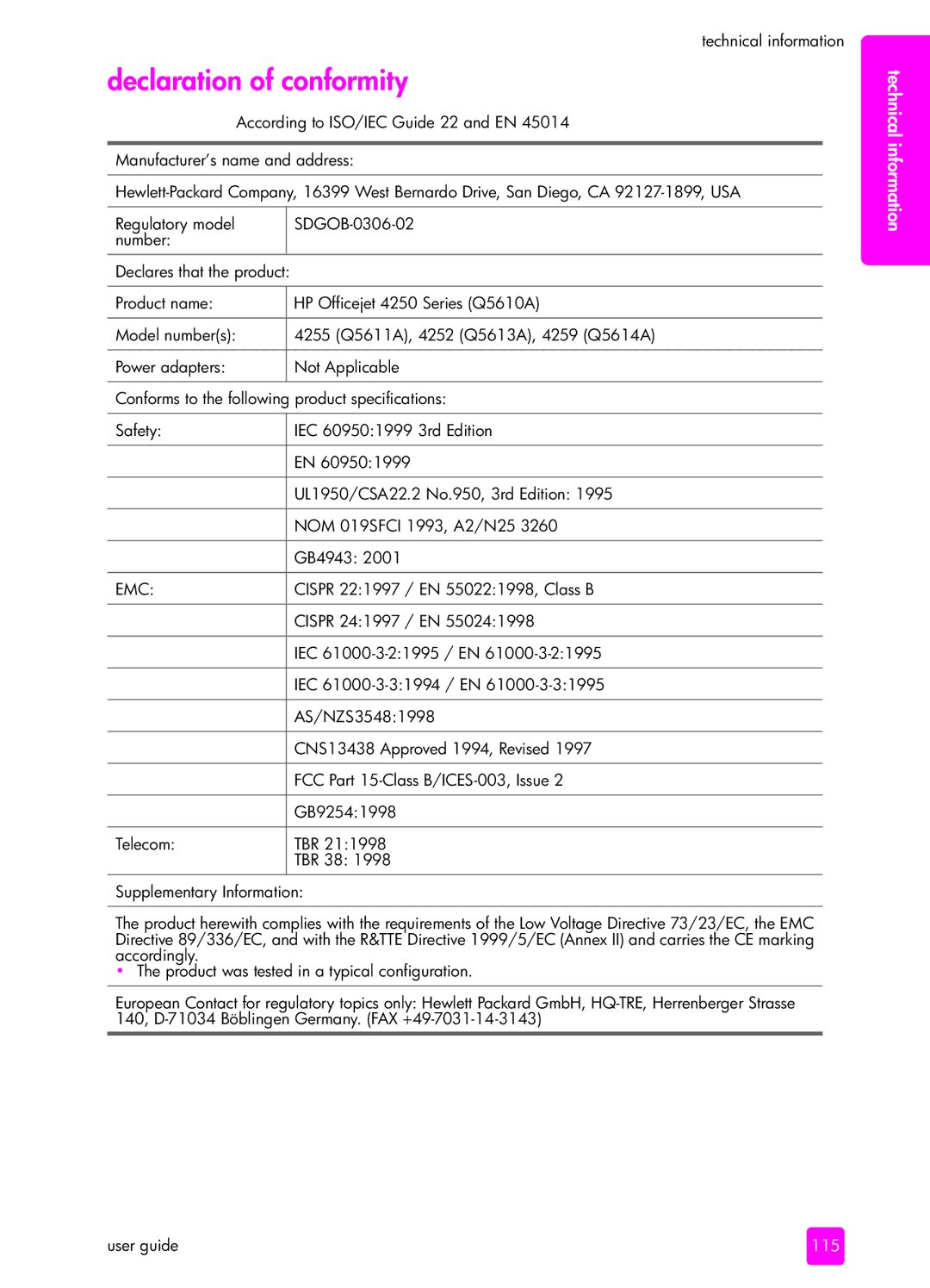 HP 4255, 4215v, 4215xi manual 115 