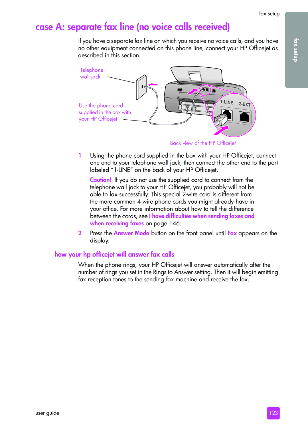 HP 4255, 4215v, 4215xi manual Case a separate fax line no voice calls received, How your hp officejet will answer fax calls 
