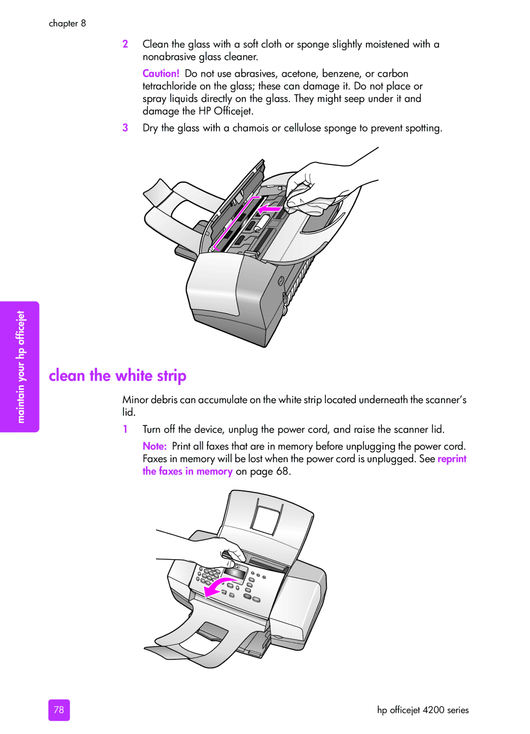HP 4215v, 4255, 4215xi manual Clean the white strip 